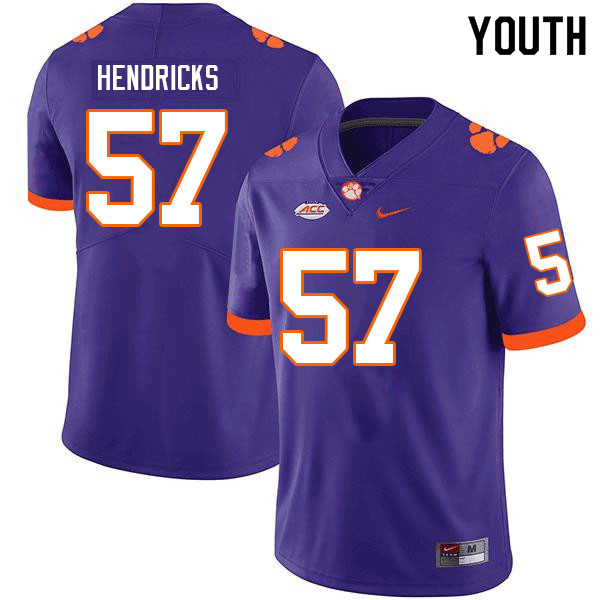 Youth #57 Jacob Hendricks Clemson Tigers College Football Jerseys Sale-Purple - Click Image to Close